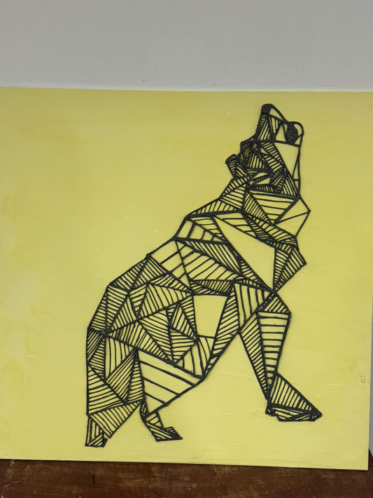 Geometric Wolf Wall Art - Modern Abstract Design